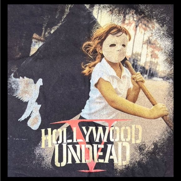 Hollywood Undead Girl Mask Band Tee Black Size L - Picture 2 of 8
